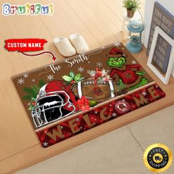 NCAA Cornell Big Red Custom Name Grinch Christmas Edition Rubber Doormat