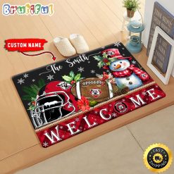 NCAA Davidson Wildcats Custom Name Christmas Snowman Edition Rubber Doormat