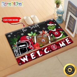 NCAA Davidson Wildcats Custom Name Grinch Christmas Edition Rubber Doormat