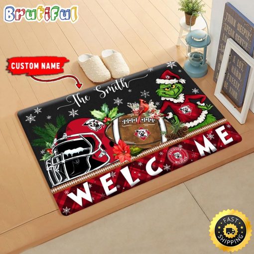 NCAA Davidson Wildcats Custom Name Grinch Christmas Edition Rubber Doormat
