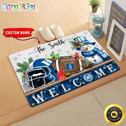 NCAA Duke Blue Devils Custom Name Christmas Snowman Edition Rubber Doormat
