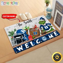 NCAA Duke Blue Devils Custom Name Grinch Christmas Edition Rubber Doormat