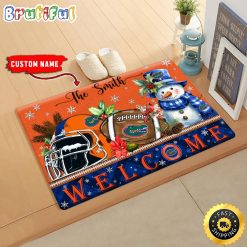 NCAA Florida Gators Custom Name Christmas Snowman Edition Rubber Doormat