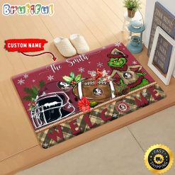 NCAA Florida State Seminoles Custom Name Grinch Christmas Edition Rubber Doormat