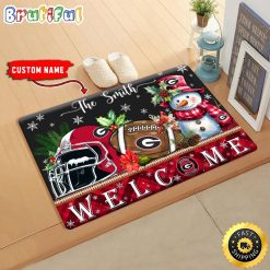 NCAA Georgia Bulldogs Custom Name Christmas Snowman Edition Rubber Doormat