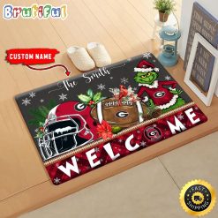 NCAA Georgia Bulldogs Custom Name Grinch Christmas Edition Rubber Doormat