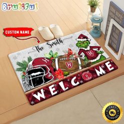 NCAA Harvard Crimson Custom Name Grinch Christmas Edition Rubber Doormat