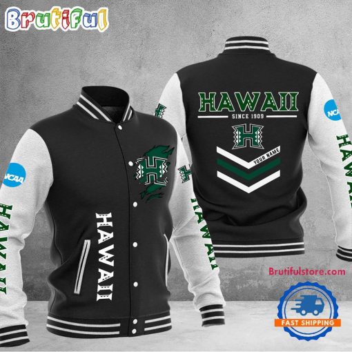 NCAA Hawaii Rainbow Warriors Custom Name Sporty Varsity Baseball Jacket
