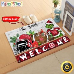 NCAA Houston Cougars Custom Name Grinch Christmas Edition Rubber Doormat