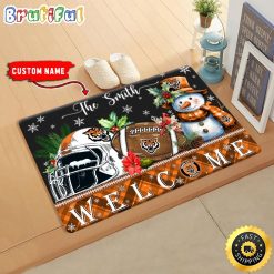 NCAA Idaho State Bengals Custom Name Christmas Snowman Edition Rubber Doormat
