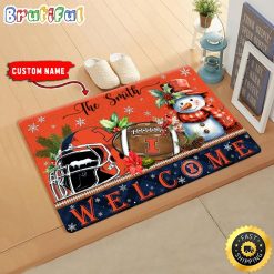 NCAA Illinois Fighting Illini Custom Name Christmas Snowman Edition Rubber Doormat