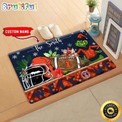 NCAA Illinois Fighting Illini Custom Name Grinch Christmas Edition Rubber Doormat