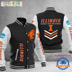 NCAA Illinois Fighting Illini Custom Name Sporty Varsity Baseball Jacket