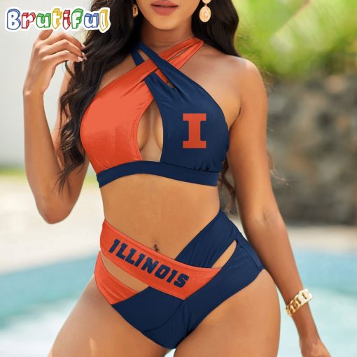NCAA Illinois Fighting Illini Sporty Style Bikini Set