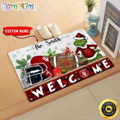 NCAA Indiana Hoosiers Custom Name Grinch Christmas Edition Rubber Doormat