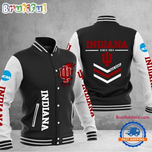 NCAA Indiana Hoosiers Custom Name Sporty Varsity Baseball Jacket