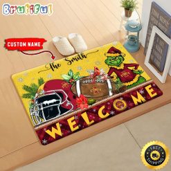 NCAA Iowa State Cyclones Custom Name Grinch Christmas Edition Rubber Doormat
