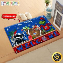 NCAA Kansas Jayhawks Custom Name Grinch Christmas Edition Rubber Doormat
