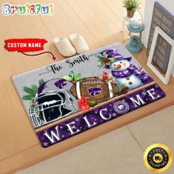 NCAA Kansas State Wildcats Custom Name Christmas Snowman Edition Rubber Doormat