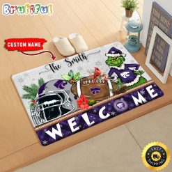 NCAA Kansas State Wildcats Custom Name Grinch Christmas Edition Rubber Doormat