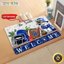 NCAA Kentucky Wildcats Custom Name Christmas Snowman Edition Rubber Doormat