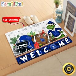 NCAA Kentucky Wildcats Custom Name Grinch Christmas Edition Rubber Doormat