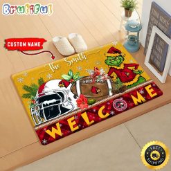 NCAA Louisville Cardinals Custom Name Grinch Christmas Edition Rubber Doormat