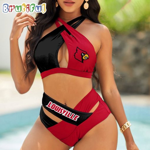 NCAA Louisville Cardinals Sporty Style Bikini Set