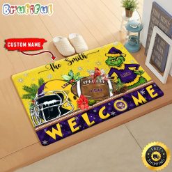 NCAA LSU Tigers Custom Name Grinch Christmas Edition Rubber Doormat