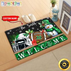 NCAA Marshall Thundering Herd Custom Name Christmas Snowman Edition Rubber Doormat