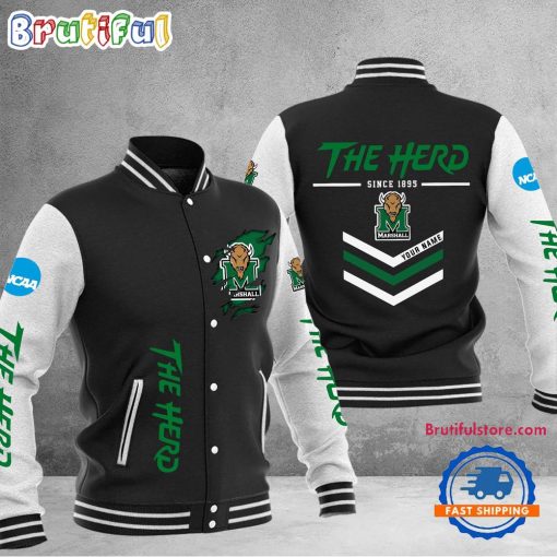NCAA Marshall Thundering Herd Custom Name Sporty Varsity Baseball Jacket