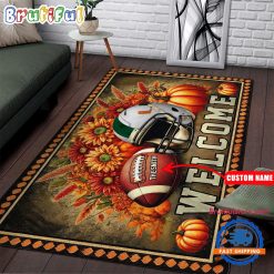NCAA Miami Hurricanes Custom Name Halloween Edition Floor Rug