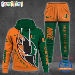NCAA Miami Hurricanes Custom Name Sporty Style Hoodie And Pants