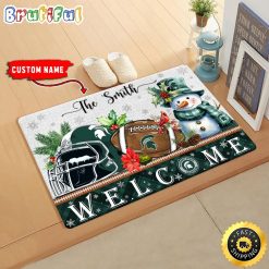 NCAA Michigan State Spartans Custom Name Christmas Snowman Edition Rubber Doormat