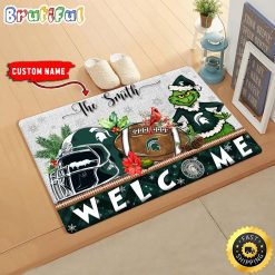 NCAA Michigan State Spartans Custom Name Grinch Christmas Edition Rubber Doormat