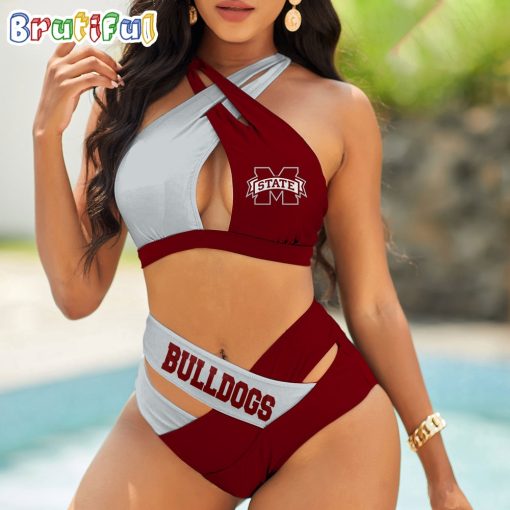 NCAA Mississippi State Bulldogs Sporty Style Bikini Set