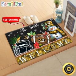 NCAA Missouri Tigers Custom Name Christmas Snowman Edition Rubber Doormat