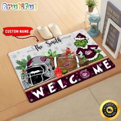 NCAA Montana Grizzlies Custom Name Grinch Christmas Edition Rubber Doormat