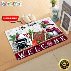 NCAA Morehouse Maroon Tigers Custom Name Christmas Snowman Edition Rubber Doormat