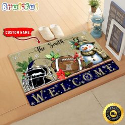 NCAA Navy Midshipmen Custom Name Christmas Snowman Edition Rubber Doormat