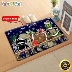NCAA Navy Midshipmen Custom Name Grinch Christmas Edition Rubber Doormat