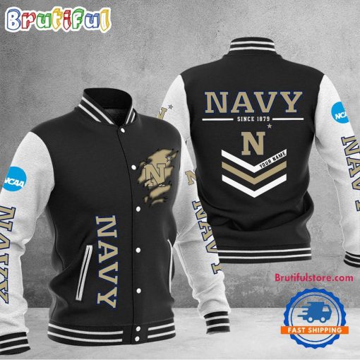 NCAA Navy Midshipmen Custom Name Sporty Varsity Baseball Jacket