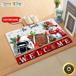 NCAA NC State Wolfpack Custom Name Christmas Snowman Edition Rubber Doormat