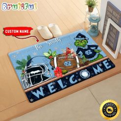 NCAA North Carolina Tar Heels Custom Name Grinch Christmas Edition Rubber Doormat
