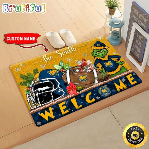 NCAA Northern Colorado Bears Custom Name Grinch Christmas Edition Rubber Doormat