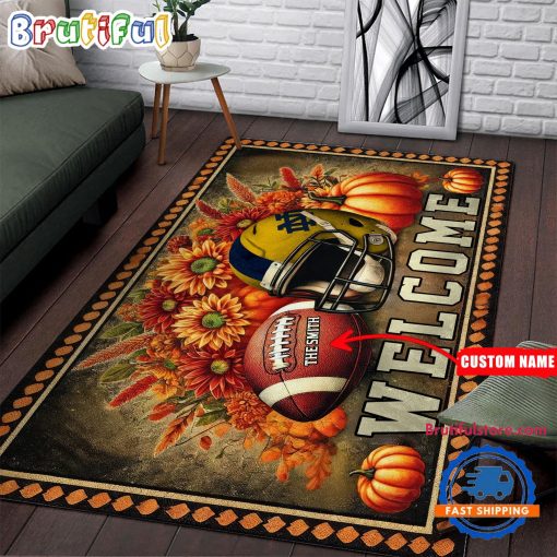 NCAA Notre Dame Fighting Irish Custom Name Halloween Edition Floor Rug