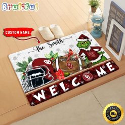 NCAA Oklahoma Sooners Custom Name Grinch Christmas Edition Rubber Doormat