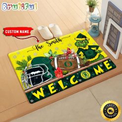 NCAA Oregon Ducks Custom Name Grinch Christmas Edition Rubber Doormat