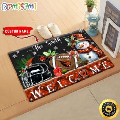 NCAA Oregon State Beavers Custom Name Christmas Snowman Edition Rubber Doormat