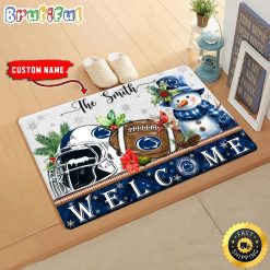 NCAA Penn State Nittany Lions Custom Name Christmas Snowman Edition Rubber Doormat